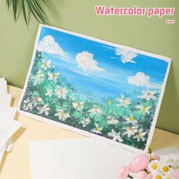 120 Sheets Watercolor Paper 8.5 x 11, 140 lb/300 GSM Cold Press Watercolor Paper Bulk White Water Color Paper for Kids Child Students Adults Artists Drawing