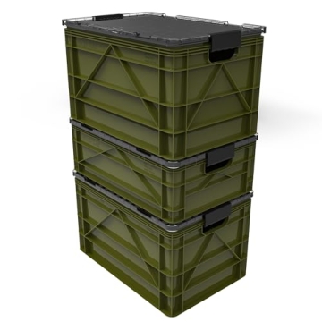 SIDIO Crate Pro Pack - 2 Full-Size & 1 Half-Size Heavy Duty Stackable Storage Bins, Totes and Contai...