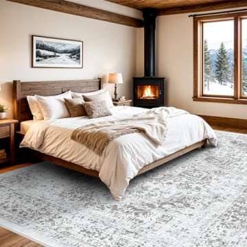 Soft 9x12 Distressed Area Rug - Washable Non Slip Decor