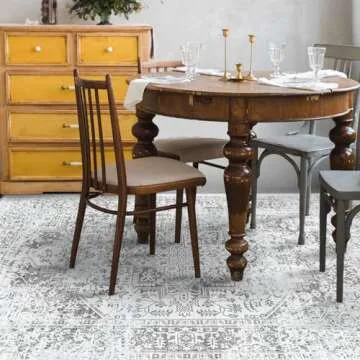 Soft 9x12 Distressed Area Rug - Washable Non Slip Decor