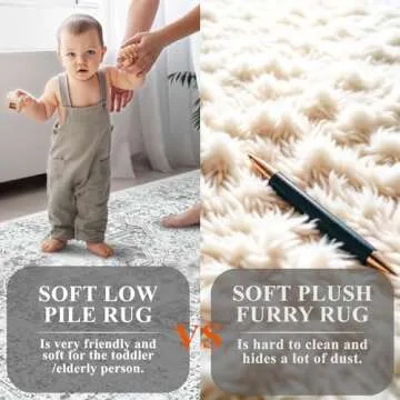 Soft 9x12 Distressed Area Rug - Washable Non Slip Decor