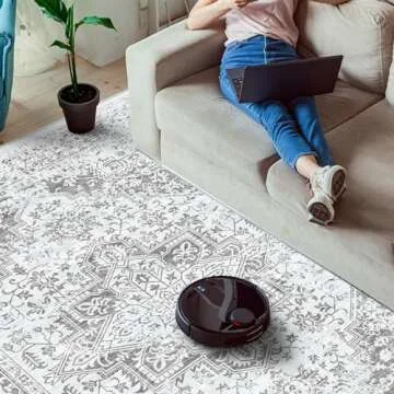 Soft 9x12 Distressed Area Rug - Washable Non Slip Decor