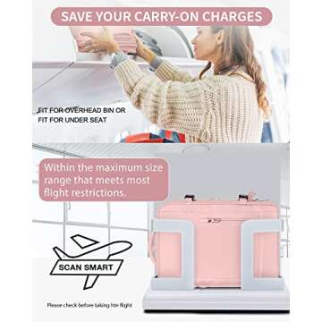 Large Laptop Travel Backpack for Women Carry On Airline Flight Approved Expandable Work Personal Item size Backpack with laptop compartment for College Men Hiking Waterproof Mochila de Viaje Pink