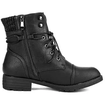 DREAM PAIRS Women's Lace Up Combat Boots Ankle Booties,Size 9.5,Black,PEAKK