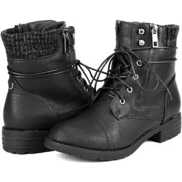 DREAM PAIRS Women's Lace Up Combat Boots Ankle Booties,Size 9.5,Black,PEAKK