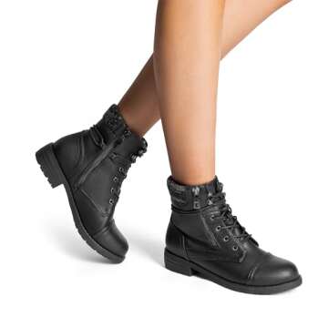 DREAM PAIRS Women's Lace Up Combat Boots Ankle Booties,Size 9.5,Black,PEAKK