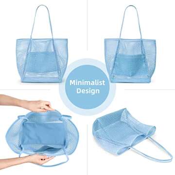 KALIDI BeachNylon Mesh Tote Bag, Casual Tote Bag Hobo Women Foldable MAX 23L Shoulder Bag For Beach Picnic Vacation
