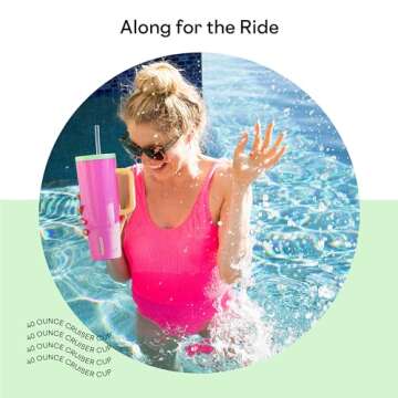 Corkcicle Cruiser Insulated Tumbler with Handle and Straw, Sunglass Tan, 40 oz – Reusable Water Bottle Keeps Beverages Cold for 20 Hours, Hot for 9 Hours – Cupholder Friendly