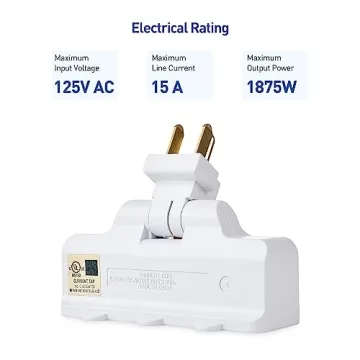 Cable Matters 3 Outlet Swivel Plug Adapter for All Devices