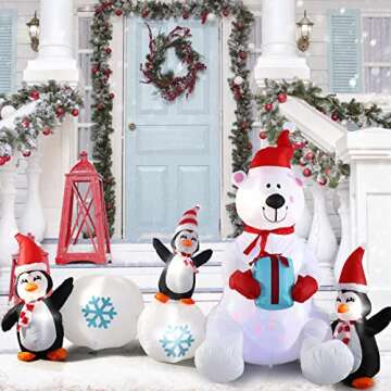 SHDEJTG 10FT Inflatable Christmas Decor Snowman & Polar Bear with Colorful LED Lights