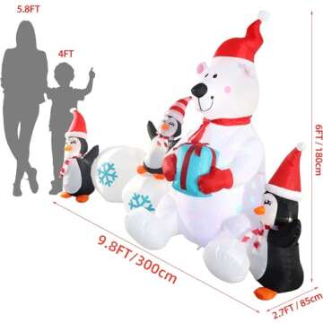 SHDEJTG 10FT Inflatable Christmas Snowman with LED Lights