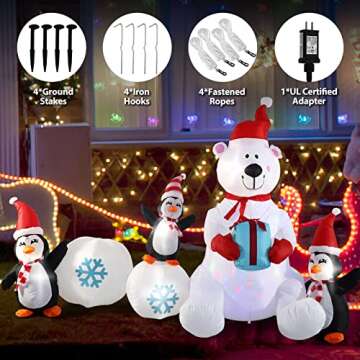 SHDEJTG 10FT Inflatable Christmas Snowman with LED Lights