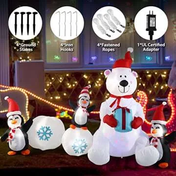 SHDEJTG 10FT Inflatable Christmas Snowman with LED Lights
