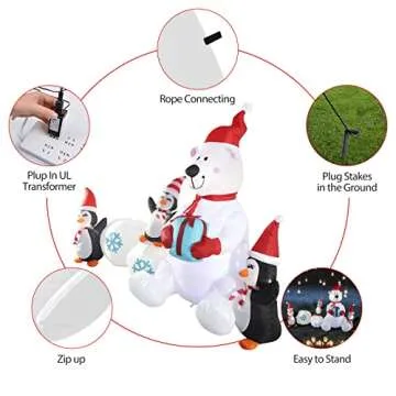 SHDEJTG 10FT Inflatable Christmas Snowman with LED Lights