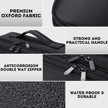 Inbagi Makeup Travel Case with Mirror LED Light 3 Adjustable Brightness 13.6 x 9.3 x 4.7 in Cosmetic Bag Portable Storage Adjustable Partition Waterproof with Adjustable Shoulder Strap Gift for Women