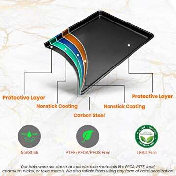 NutriChef 2-Piece XL Mega Cookie Sheet Baking Pans Set - 22" x 16" Extra Large Nonstick Carbon Steel Oven Baking Tray Pans, Stackable Bakeware, Black - NCLGBP16