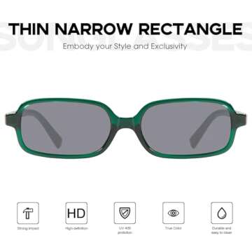 mosanana Retro 90s Rectangle Sunglasses - Stylish UV Protection