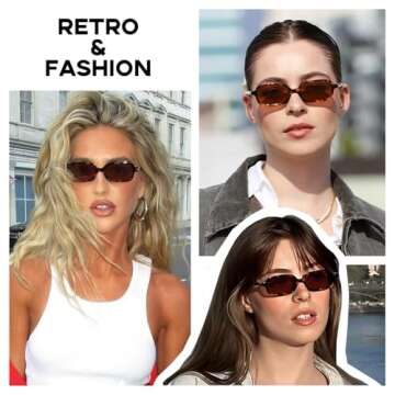mosanana Retro 90s Rectangle Sunglasses - Stylish UV Protection