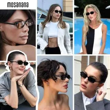 mosanana Retro 90s Rectangle Sunglasses - Stylish UV Protection