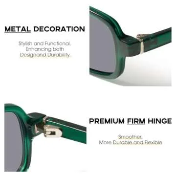 mosanana Retro 90s Rectangle Sunglasses - Stylish UV Protection
