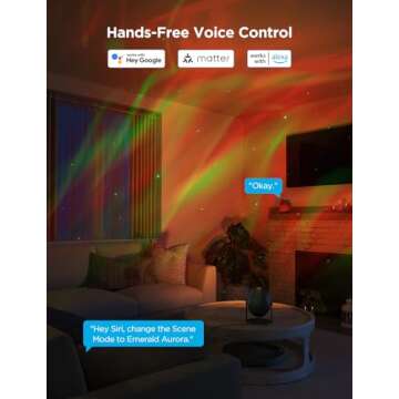 Govee Star Light Projector with 3 Aurora Flowing Effects, Star Projector Works with Matter, Alexa and Google Assistant, 16 Million Colors, 52 Scene Modes, Star Night Light Projector, Without Plug