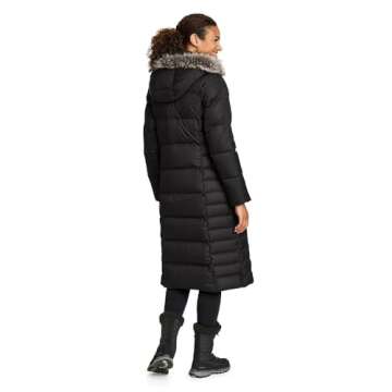 Eddie Bauer Women's Lodge Down Duffle Coat, Black, Large