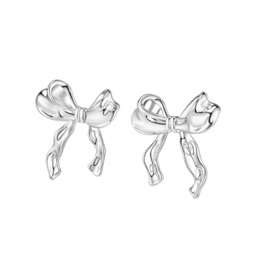 Stylish TONLUYAX Silver Bow Earrings for Women