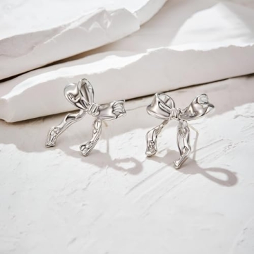 Stylish TONLUYAX Silver Bow Earrings for Women