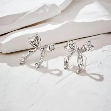 Stylish TONLUYAX Silver Bow Earrings for Women