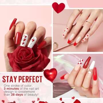 MEFA Red Gel Nail Polish Set, 6 Colors Valentine's Day Red Gel Polish Kit Popular Burgundy Glitter N...