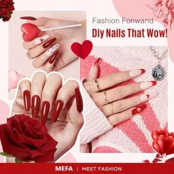 MEFA Red Gel Nail Polish Set, 6 Colors Valentine's Day Red Gel Polish Kit Popular Burgundy Glitter Nail Polish Soak Off Rose Dark Red Shimmer DIY Home Salon Manicure Gifts for Women Girls 2025