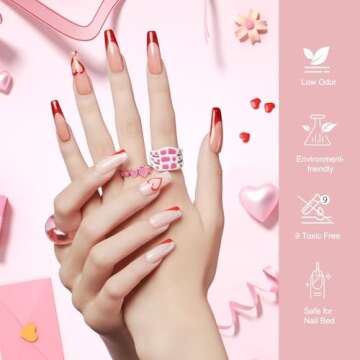 MEFA Red Gel Nail Polish Set, 6 Colors Valentine's Day Red Gel Polish Kit Popular Burgundy Glitter Nail Polish Soak Off Rose Dark Red Shimmer DIY Home Salon Manicure Gifts for Women Girls 2025