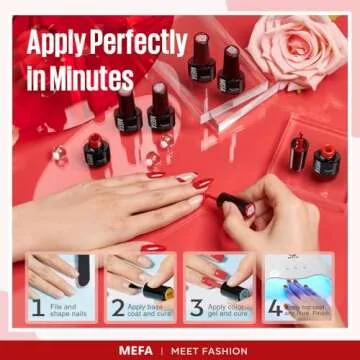 MEFA Red Gel Nail Polish Set, 6 Colors Valentine's Day Red Gel Polish Kit Popular Burgundy Glitter Nail Polish Soak Off Rose Dark Red Shimmer DIY Home Salon Manicure Gifts for Women Girls 2025