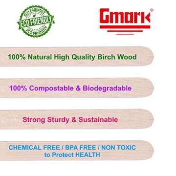 Gmark 5.5" Premium Wood Stir Sticks - 100 Pack