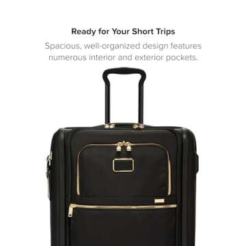 TUMI Short Trip Expandable 4-Wheeled Packing Case - Carry-On Suitcase with Combination Lock & Removable Garment Sleeve - Black/Gold