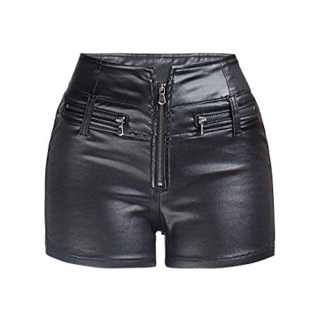 RAMISU Womens Casual Faux Leather Shorts - High Waist Stretch Slim Fit