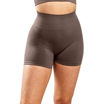 Unthewe Workout Butt Lifting Shorts for Women High Waisted Seamless Gym Yoga Booty Shorts(U526-Scrunch Mocha-S)