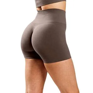 Unthewe Workout Butt Lifting Shorts for Women High Waisted Seamless Gym Yoga Booty Shorts(U526-Scrunch Mocha-S)