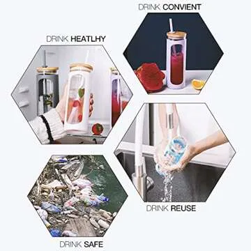 Kodrine 20oz Glass Water Bottle with Straw – Stylish & Functional