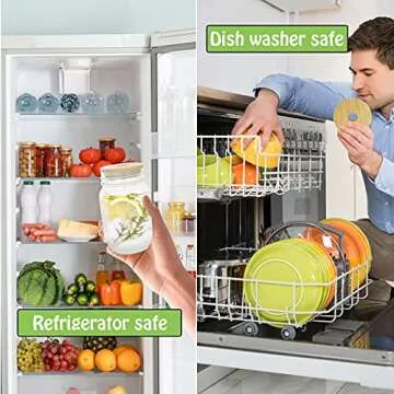 COLOROUND 2 Pack Mason Jar Lids with Straw Hole - Reusable Bamboo Lids with 3 Stainless Steel Straws & 1 Brush for Regular Mouth Mason Jars