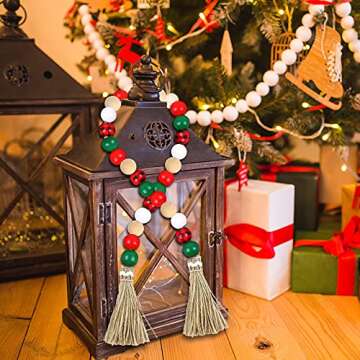 GRACCEE 200pcs Christmas Wooden Beads for DIY Crafts