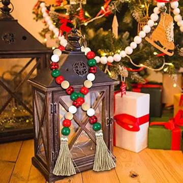 GRACCEE 200pcs Christmas Wooden Beads for DIY Crafts