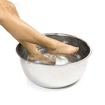Noel Asmar Hammered Stainless Steel Pedicure Bowl, Hand Finished, Durable and Lightweight (Stainless Steel)