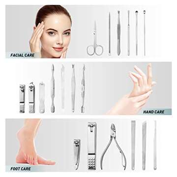 Manicure Set, MUIIGOOD 19 pcs Pedicure Kit Nail Clippers Tool Nail Care Professional Travel Grooming...