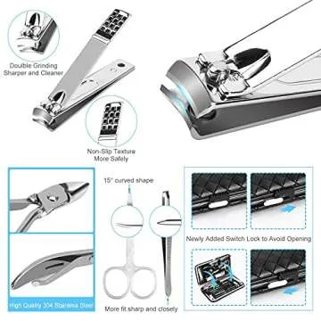 Manicure Set, MUIIGOOD 19 pcs Pedicure Kit Nail Clippers Tool Nail Care Professional Travel Grooming Kit Tools Gift Stainless Steel with PU Leather case for Women Men Friends Parents