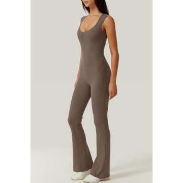 QINSEN Women's Sweetheart Neck Sleeveless Tank Jumpsuit Long Pants Flared Romper Khakis S