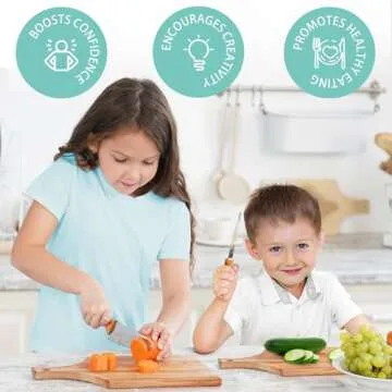 Kibbidea Kids Knife Set for Real Cooking, 4pcs Kids Safe Kitchen Cutting Knives, Stainless Steel Blades, Children First Starter knife, BPA-free (Silver)