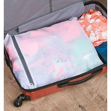 mDesign Large Laundry Mesh Wash Bag - Durable & Travel Ready