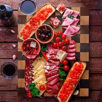 CASANIER Acacia Wood Cutting Board with Scrapers -1.5” Thick Extra Large Butcher Block, Reversible Chopping Board with Juice Groove & Handle Serving Tray for Charcuterie, Gift for Housewarming -18”x14