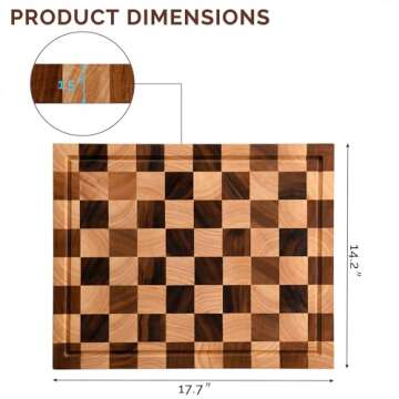 CASANIER Acacia Wood Cutting Board with Scrapers -1.5” Thick Extra Large Butcher Block, Reversible Chopping Board with Juice Groove & Handle Serving Tray for Charcuterie, Gift for Housewarming -18”x14